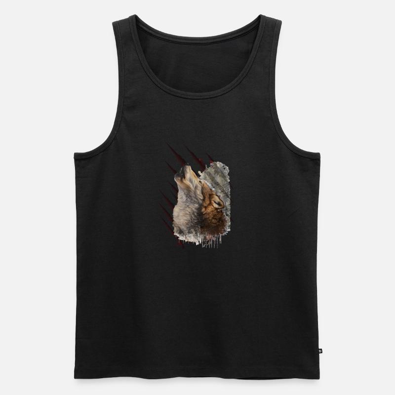Wolf und Wolfskralle - Männer Premium Bio Tank Top - Schwarz