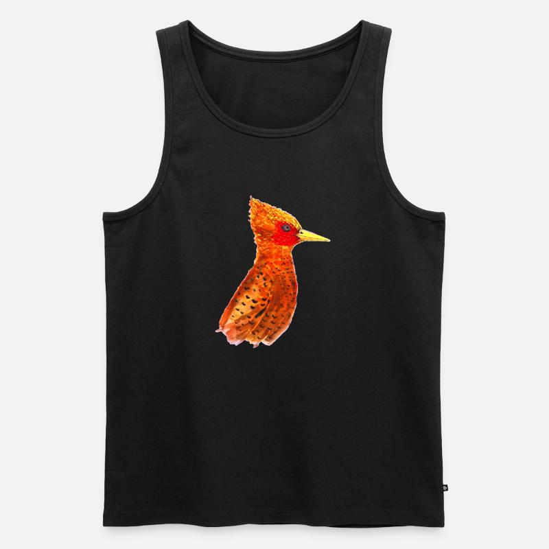 Handbemalter feuerroter Vogel - Männer Premium Bio Tank Top - Schwarz