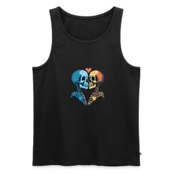 Küssende Romantische Skelette - Männer Premium Bio Tank Top - Schwarz - Vorne - AI Model Male 178 light (178cm)
