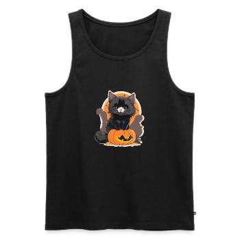 Nuits et jours Chat Halloween 1 - Débardeur bio Premium Homme - noir - Devant - Michal (187cm)