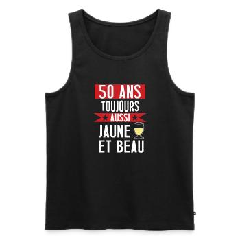 50 ans cadeau anniversaire homme humour beauf - Débardeur bio Premium Homme - noir - Devant - Michal (187cm)
