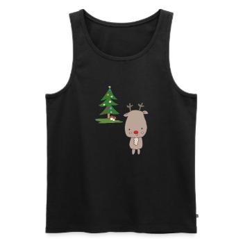 Moose with Christmas tree - Men's Premium Organic Tank Top - black - Front - Michal (187cm)