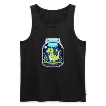 Dinosaur in a Cartoon Jar - Men's Premium Organic Tank Top - black - Front - Michal (187cm)