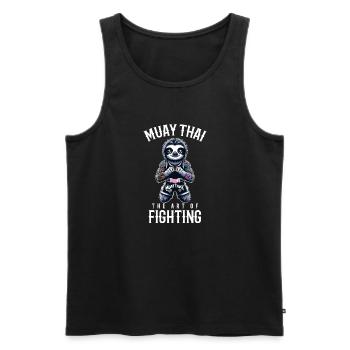Faultier Muay Thai - Kickboxen und Faultier Thai - Männer Premium Bio Tank Top - Schwarz - Vorne - Michal (187cm)