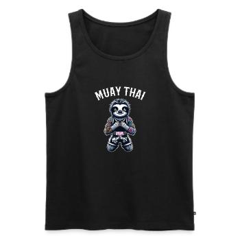 Muay Thai Faultier - Männer Premium Bio Tank Top - Schwarz - Vorne - Michal (187cm)