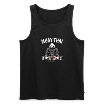 Muay Thai Panda - Kickboxen und Panda Thai Boxen - Männer Premium Bio Tank Top - Schwarz - Vorne - AI Model Male 178 light (178cm)