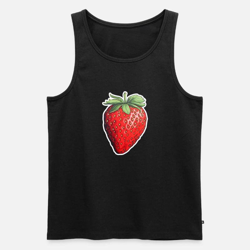 Erdbeere einzeln - Männer Premium Bio Tank Top - Schwarz