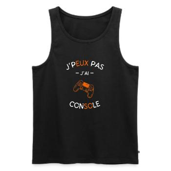J peux pas j ai console - Débardeur bio Premium Homme - noir - Devant - AI Model Male 178 light (178cm)