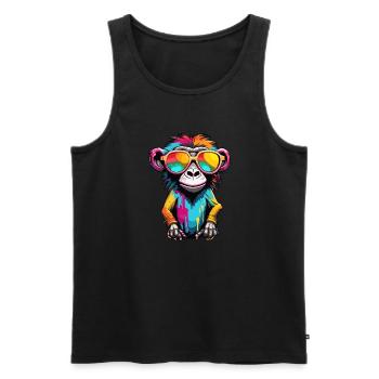 Affe / Tier / Zoo / Babian / Wild / Comic - Männer Premium Bio Tank Top - Schwarz - Vorne - Michal (187cm)