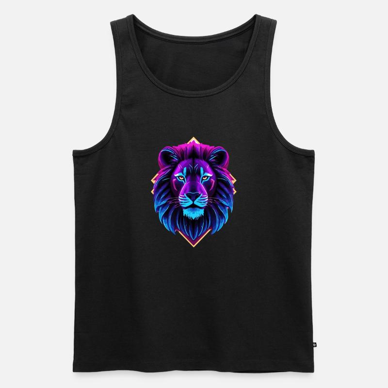 Neon-Löwe - Männer Premium Bio Tank Top - Schwarz
