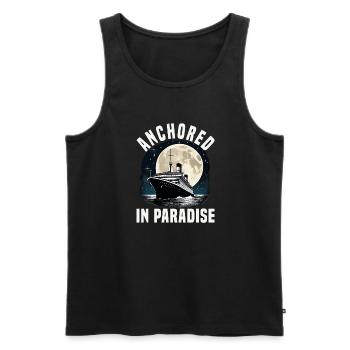 Anchored In Paradise Cruise Ship Vacation Group - Men's Premium Organic Tank Top - black - Front - AI Model Male 178 light (178cm)