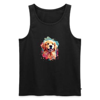 chien golden retriever mignon - Débardeur bio Premium Homme - noir - Devant - Michal (187cm)
