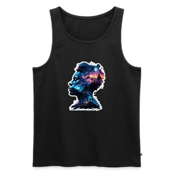 Silhouette / Forest / Portrait / Trees / Person - Men's Premium Organic Tank Top - black - Front - Michal (187cm)
