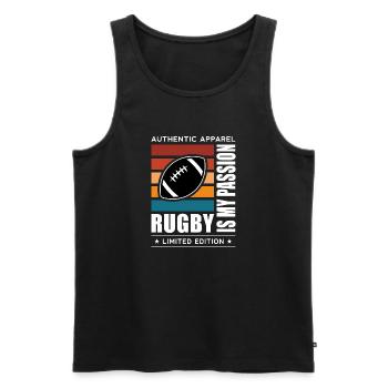 Rugby - Männer Premium Bio Tank Top - Schwarz - Vorne - Michal (187cm)