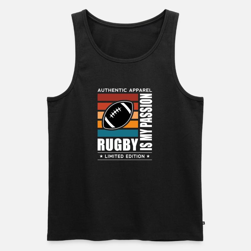 Rugby - Männer Premium Bio Tank Top - Schwarz