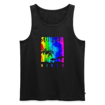 Sommer Illustration Sommer Blumenkunst Blume Meer - Männer Premium Bio Tank Top - Schwarz - Vorne - AI Model Male 178 light (178cm)