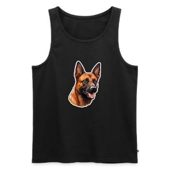 Tête de malinois belge - Débardeur bio Premium Homme - noir - Devant - AI Model Male 178 light (178cm)