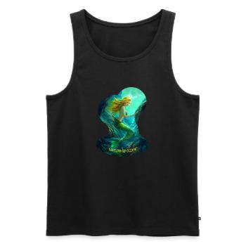 sirène sauvons les océans (nuage) - pour plongeur - Débardeur bio Premium Homme - noir - Devant - Michal (187cm)