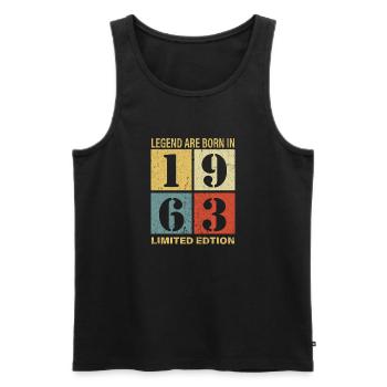 Original Calendrier 1963 Vintage anniversaire rétr - Débardeur bio Premium Homme - noir - Devant - Michal (187cm)