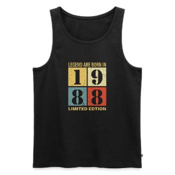 Original Calendrier 1988 Vintage anniversaire rétr - Débardeur bio Premium Homme - noir - Devant - Michal (187cm)