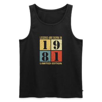 Original Calendar 1981 Vintage Birthday Rec - Men's Premium Organic Tank Top - black - Front - AI Model Male 178 light (178cm)