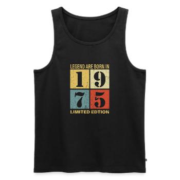 Original Calendar 1975 Vintage Birthday Rec - Men's Premium Organic Tank Top - black - Front - AI Model Male 178 light (178cm)