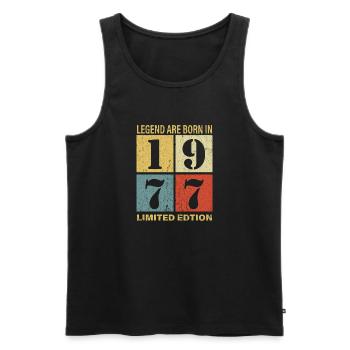 Original Calendrier 1977 Vintage anniversaire rétr - Débardeur bio Premium Homme - noir - Devant - AI Model Male 178 light (178cm)