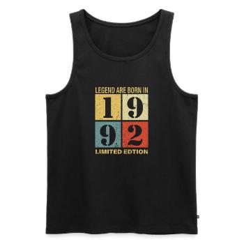 Original Calendrier 1992 Vintage anniversaire rétr - Débardeur bio Premium Homme - noir - Devant - AI Model Male 178 light (178cm)