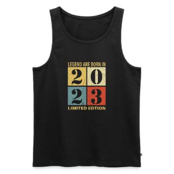 Original Calendrier 2023 Vintage anniversaire rétr - Débardeur bio Premium Homme - noir - Devant - Michal (187cm)