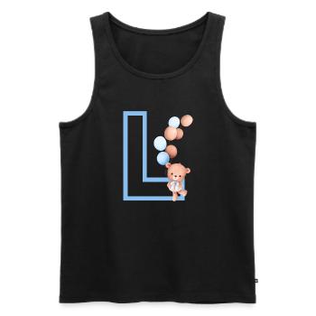 Blue Letter L Bear - Men's Premium Organic Tank Top - black - Front - AI Model Male 178 light (178cm)