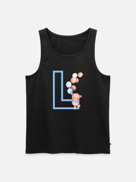 Blue Letter L Bear - Men's Premium Organic Tank Top - black