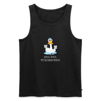 Hokus Pokus Mittelfinger Modus - Männer Premium Bio Tank Top - Schwarz - Vorne - Michal (187cm)