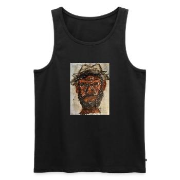 modest - Männer Premium Bio Tank Top - Schwarz - Vorne - AI Model Male 178 light (178cm)