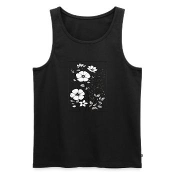 Minimalist floral design – elegance and floral - Men's Premium Organic Tank Top - black - Front - AI Model Male 178 light (178cm)