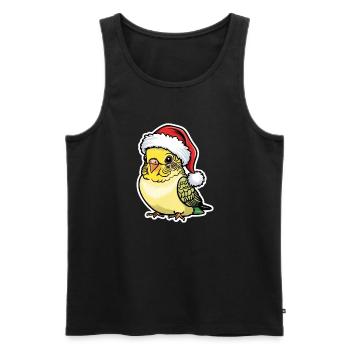 Perruche Noël Mignon Chapeau de bande dessinée - Débardeur bio Premium Homme - noir - Devant - Michal (187cm)