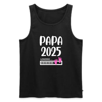 Papa 2025 idée annonce grossesse fille - Débardeur bio Premium Homme - noir - Devant - Michal (187cm)