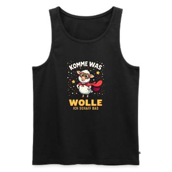 Komme was wolle - Karneval Schaf - Männer Premium Bio Tank Top - Schwarz - Vorne - Michal (187cm)