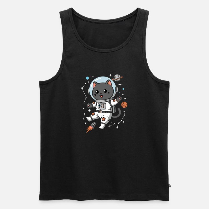 Chat de l’espace - Débardeur bio Premium Homme - noir
