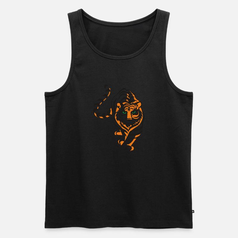 Tiger - Männer Premium Bio Tank Top - Schwarz