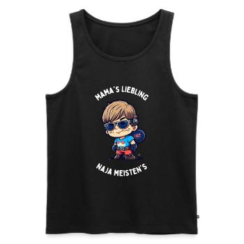 Mamas Liebling, naja meisten's - Männer Premium Bio Tank Top - Schwarz - Vorne - AI Model Male 178 light (178cm)