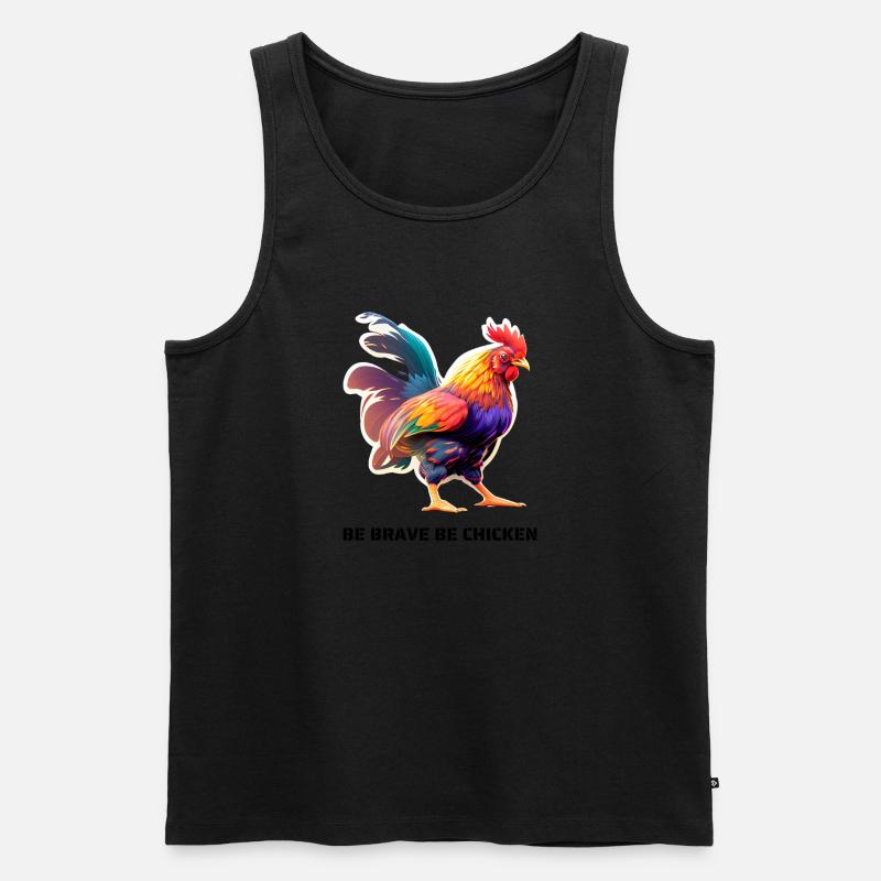 BE BRAVE BE CHICKEN - Männer Premium Bio Tank Top - Schwarz