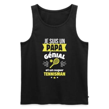 Papa génial & tennisman – idée fête des pères - Débardeur bio Premium Homme - noir - Devant - Michal (187cm)