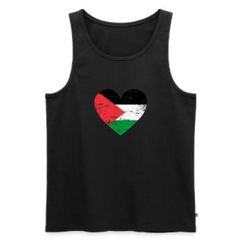 Drapeau de la Palestine coeur - Débardeur bio Premium Homme - noir - Devant - Michal (187cm)