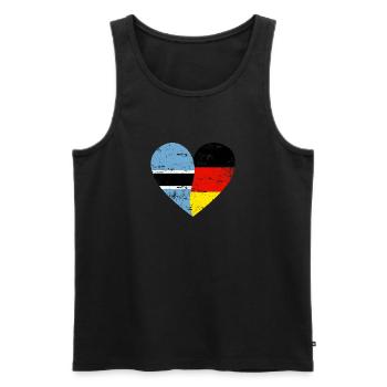Botswana Deutschland Flaggenherz - Männer Premium Bio Tank Top - Schwarz - Vorne - Michal (187cm)
