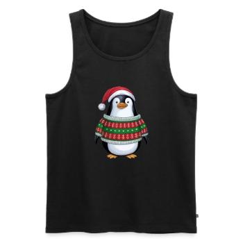 Pingouin de Noël avec chapeau de Père Noël - Débardeur bio Premium Homme - noir - Devant - Michal (187cm)