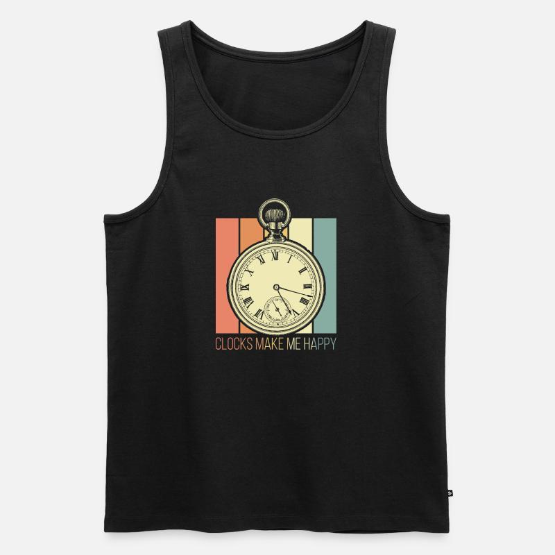 Uhren machen mich glücklich - Männer Premium Bio Tank Top - Schwarz