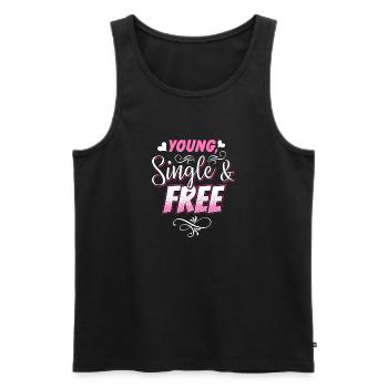 Lustiges junges einzelnes und freies nettes T-Shirt für Singles - Männer Premium Bio Tank Top - Schwarz - Vorne - AI Model Male 178 light (178cm)