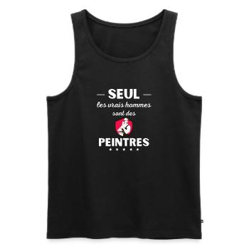 Seul les vrais hommes sont peintres - Débardeur bio Premium Homme - noir - Devant - Michal (187cm)