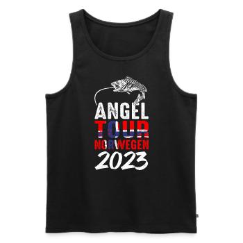 Angel Tour Norwegen 2023 Angelteam Karpfen Angelau - Männer Premium Bio Tank Top - Schwarz - Vorne - Michal (187cm)
