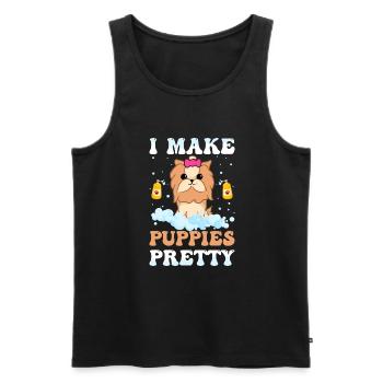 Je fais des chiots jolis toiletteurs pour chiens Puppy Groom - Débardeur bio Premium Homme - noir - Devant - Michal (187cm)